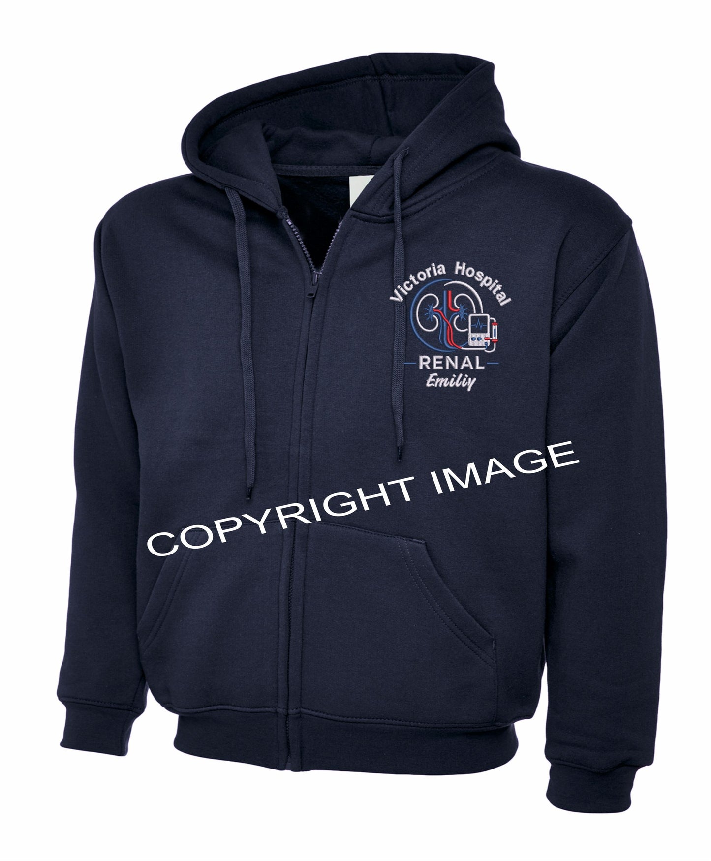 Renal Zipped Hoodie UK | Personalised Embroidered NHS Hoodie