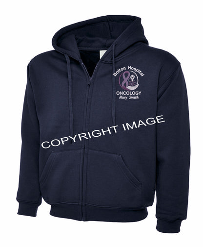 Oncology Zipped Hoodie UK | Personalised Embroidered NHS Hoodie