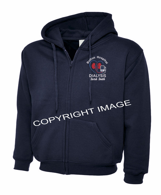 Dialysis Zipped Hoodie UK | Personalised Embroidered NHS Hoodie