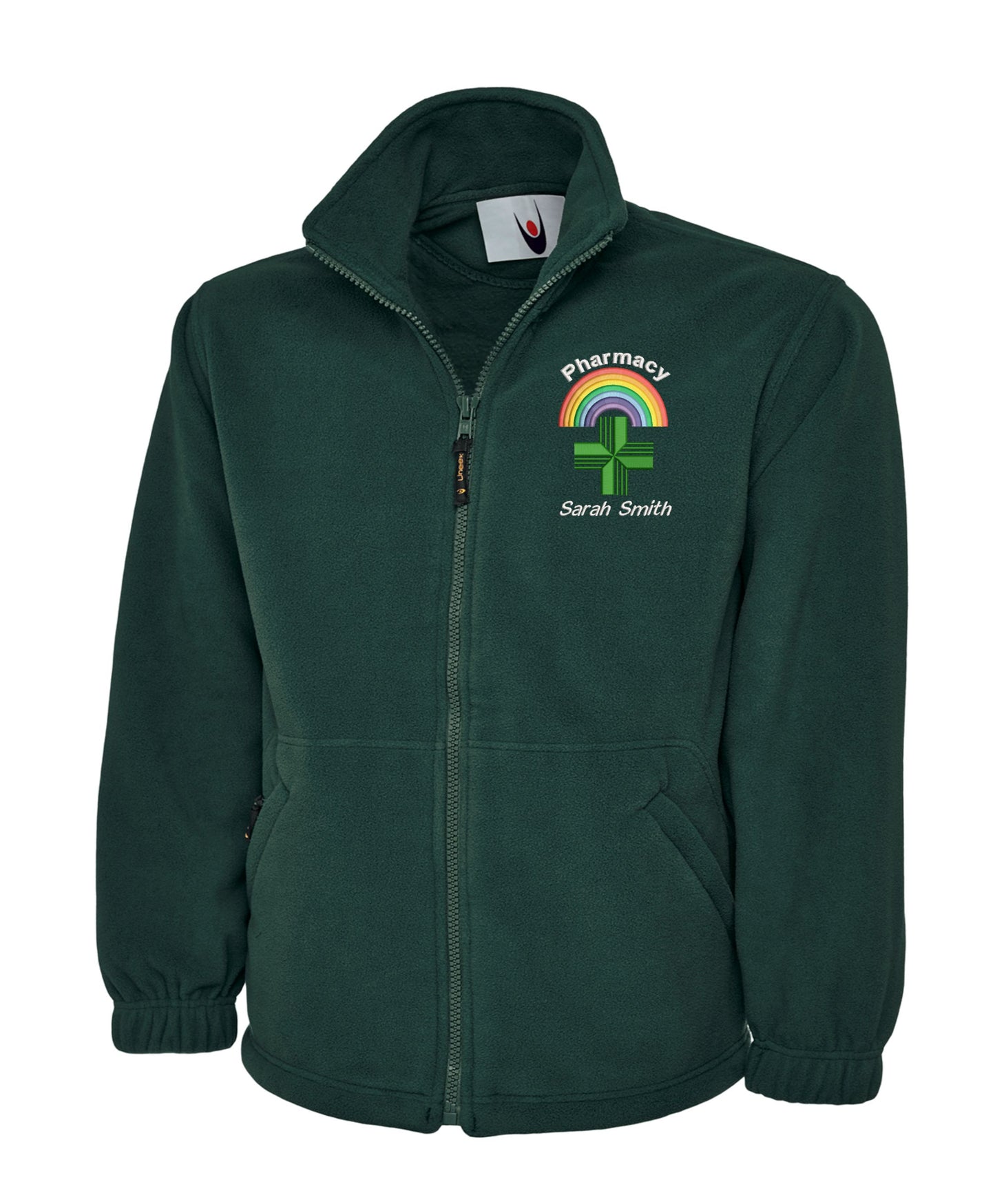 Pharmacy Uniforms UK | Personalised Rainbow Embroidered Pharmacy Fleece