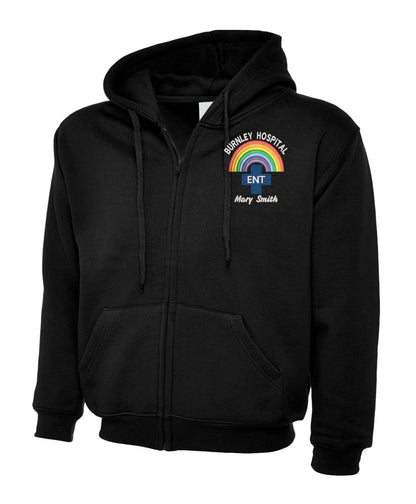 NHS Rainbow E.N.T. Zip Hoodie | Personalised Ear, Nose & Throat Uniform UK