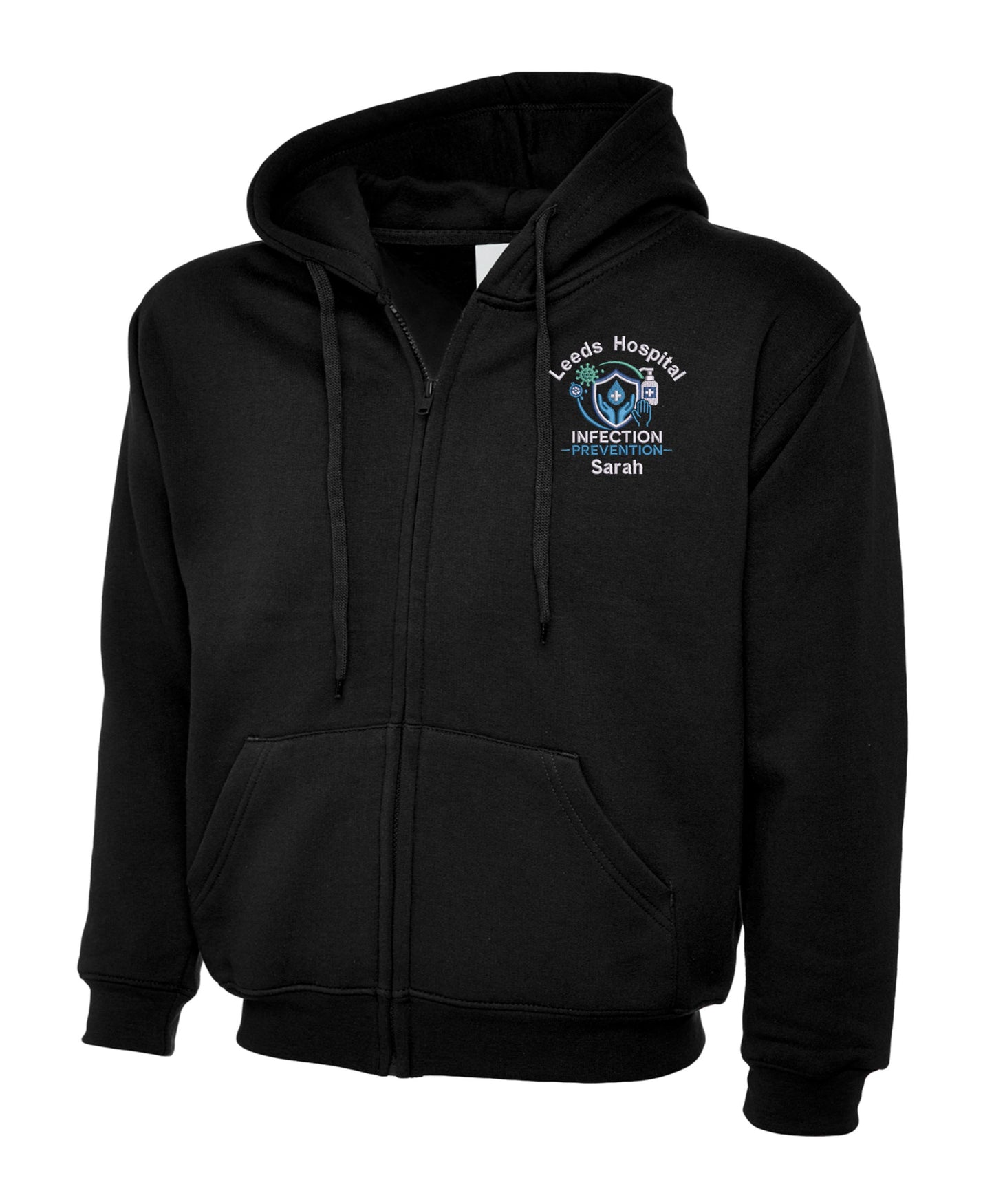 Infection Prevention Zipped Hoodie | Embroidered NHS Infection Control Clothing UK
