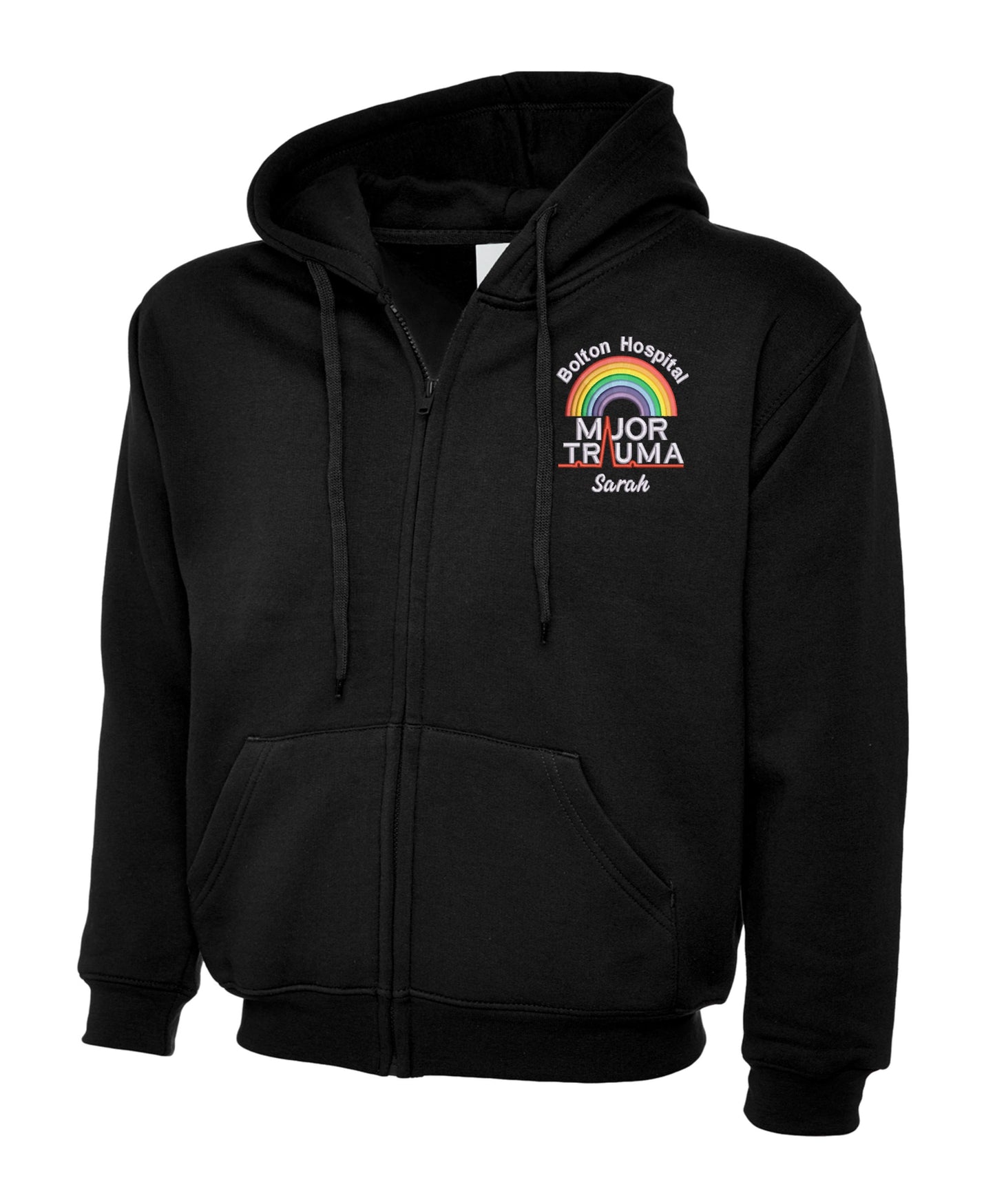 Rainbow Major Trauma Zipped Hoodie | Personalised Embroidered Hoodie UK