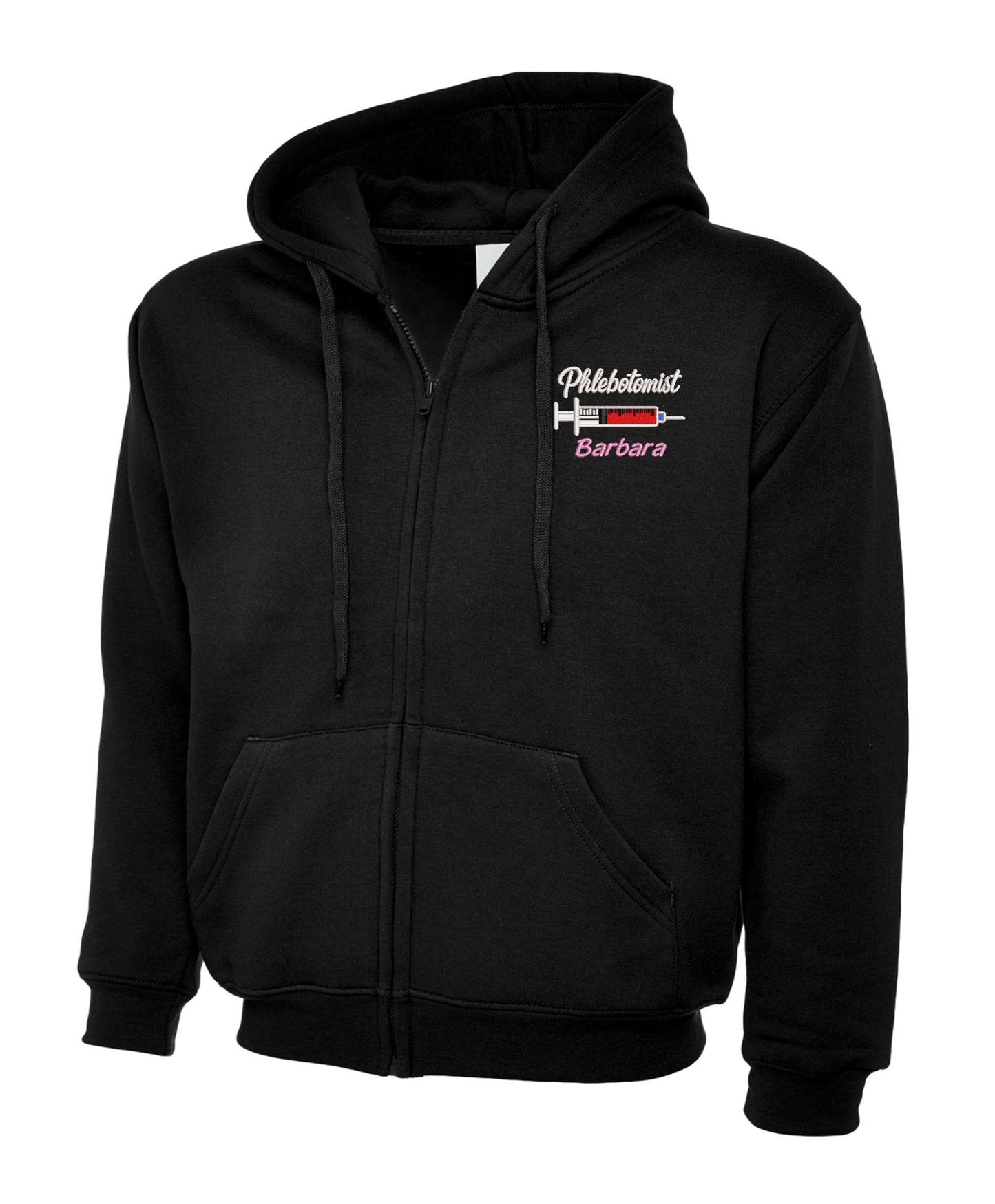 NHS Phlebotomist Zipped Hoodie | Personalised Embroidered Uniforms UK