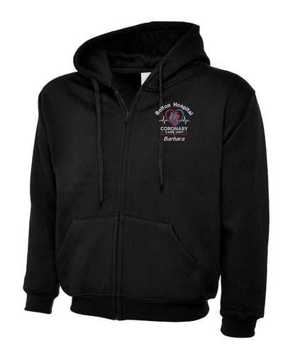 Coronary Care Unit Zipped Hoodie | Personalised Embroidered NHS Clothing UK