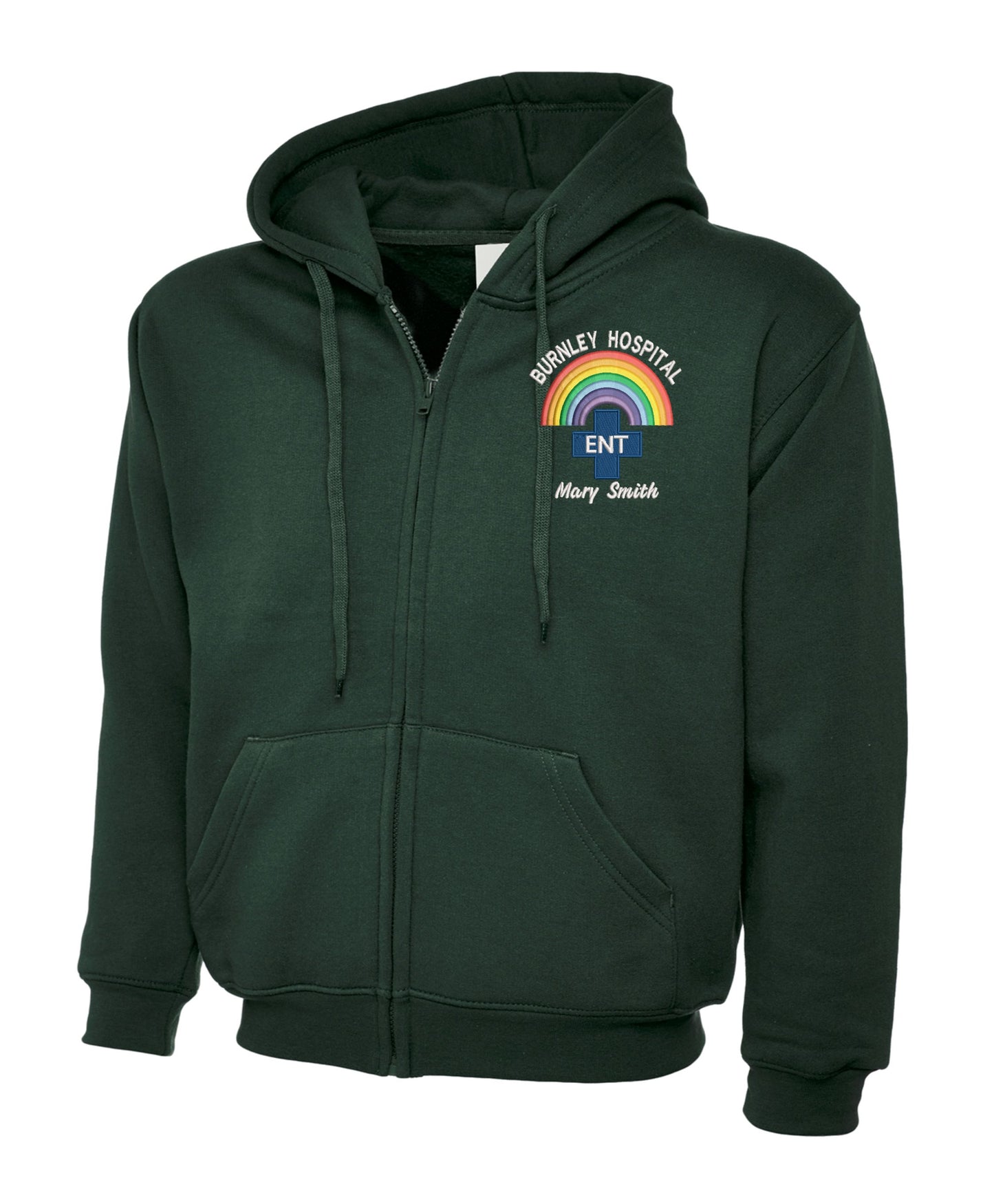 NHS Rainbow E.N.T. Zip Hoodie | Personalised Ear, Nose & Throat Uniform UK