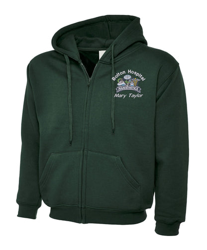 Anaesthetics Zipped Hoodie | Personalised Embroidered NHS Clothing UK