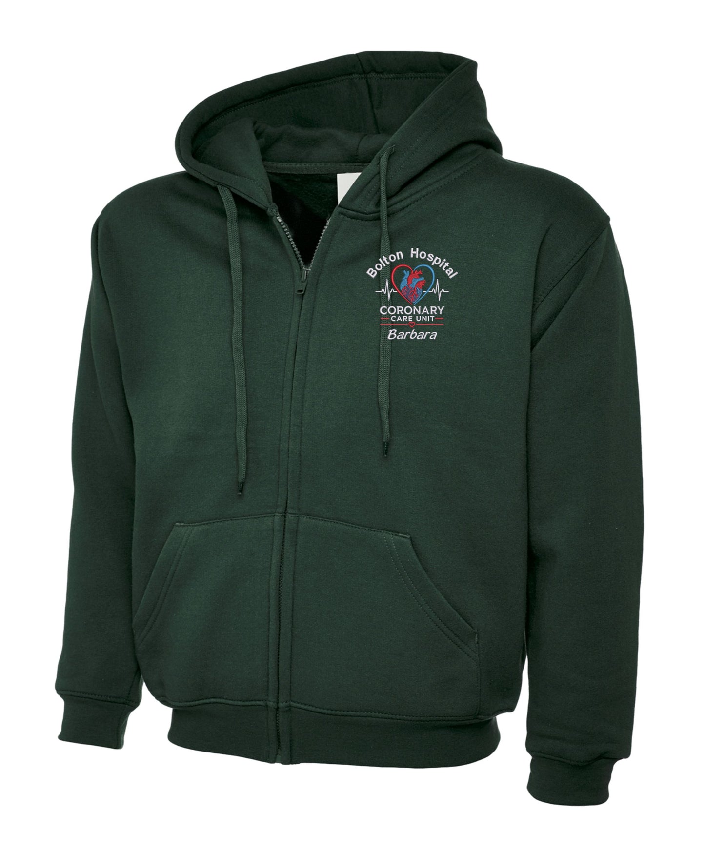 Coronary Care Unit Zipped Hoodie | Personalised Embroidered NHS Clothing UK