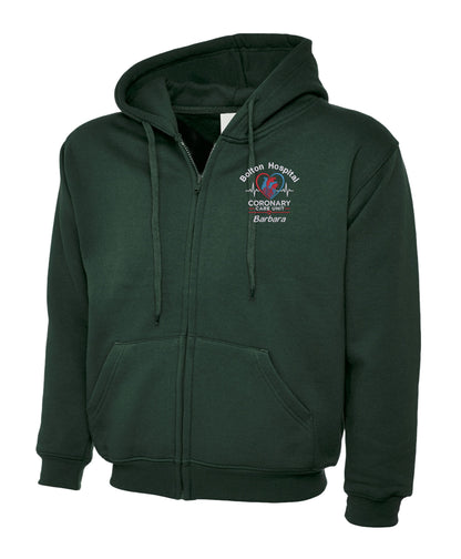 Coronary Care Unit Zipped Hoodie | Personalised Embroidered NHS Clothing UK