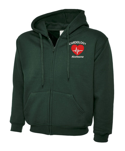 NHS Cardiology Zip Hoodie | Personalised Embroidered Cardiology Hoodie UK