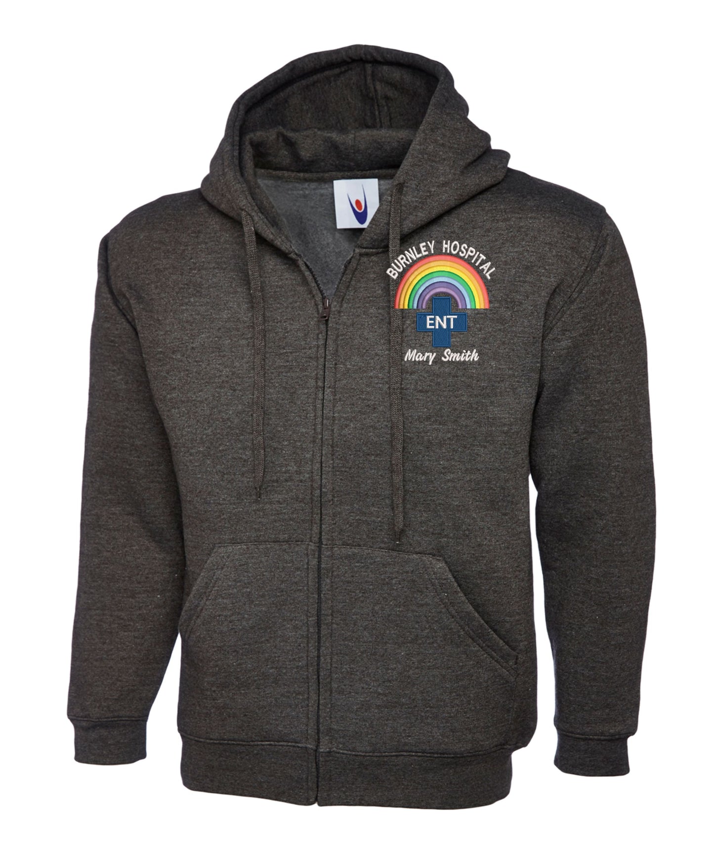 NHS Rainbow E.N.T. Zip Hoodie | Personalised Ear, Nose & Throat Uniform UK