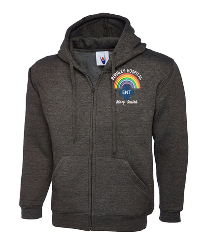 NHS Rainbow E.N.T. Zip Hoodie | Personalised Ear, Nose & Throat Uniform UK
