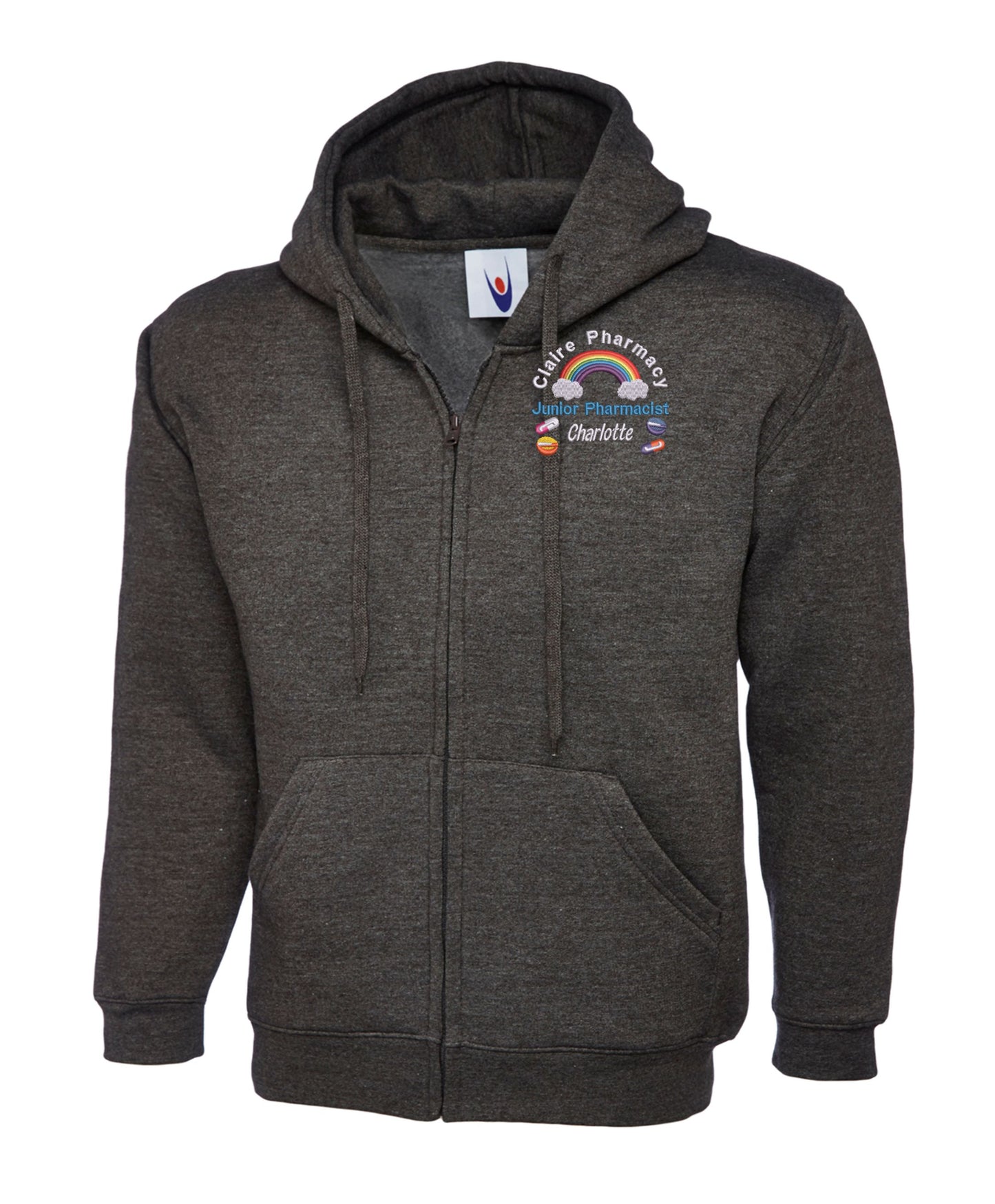 Junior Pharmacist Zipped Hoodie | Personalised Embroidered NHS Pharmacy Uniform UK