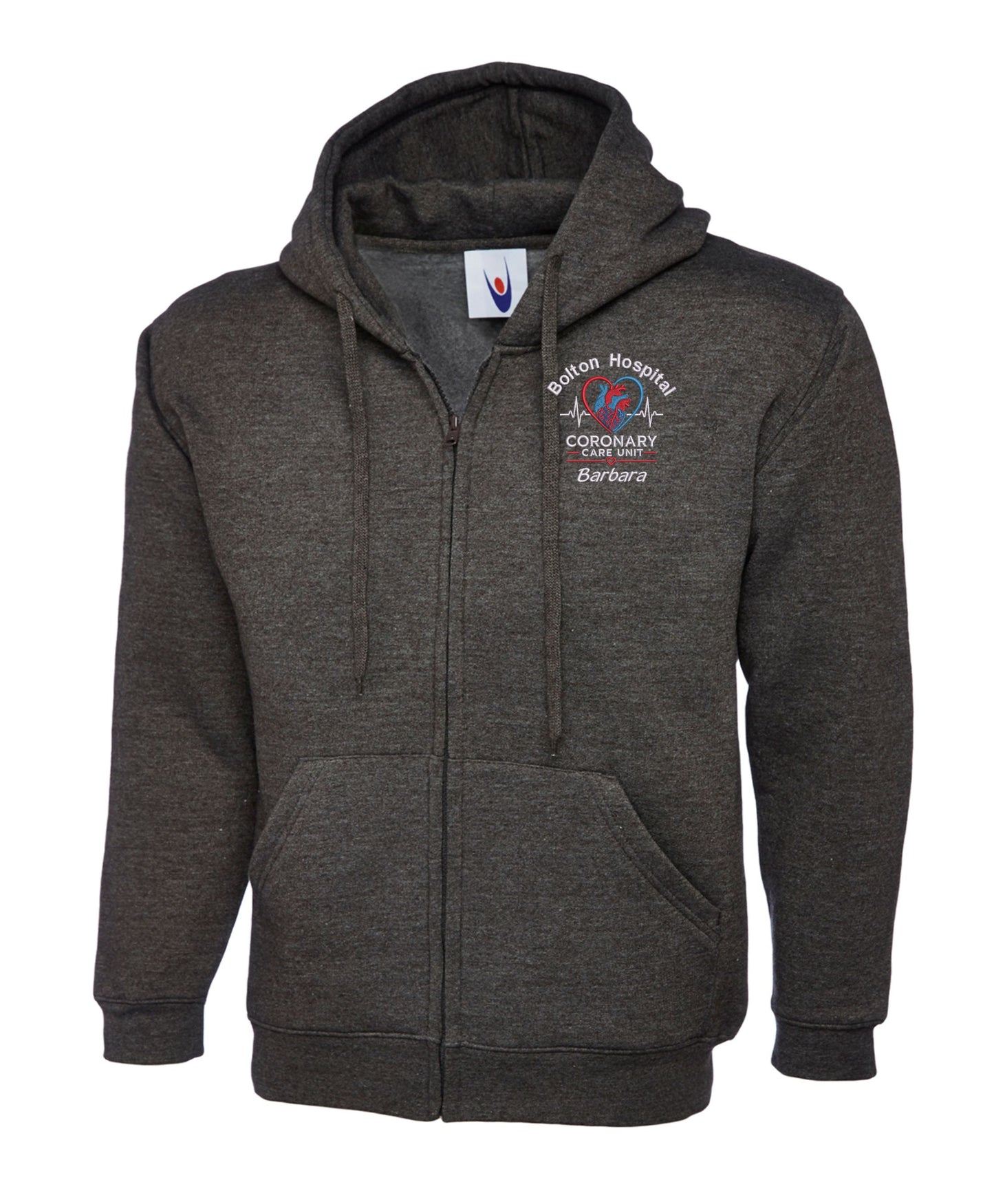 Coronary Care Unit Zipped Hoodie | Personalised Embroidered NHS Clothing UK
