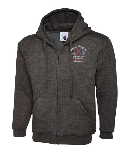 Coronary Care Unit Zipped Hoodie | Personalised Embroidered NHS Clothing UK