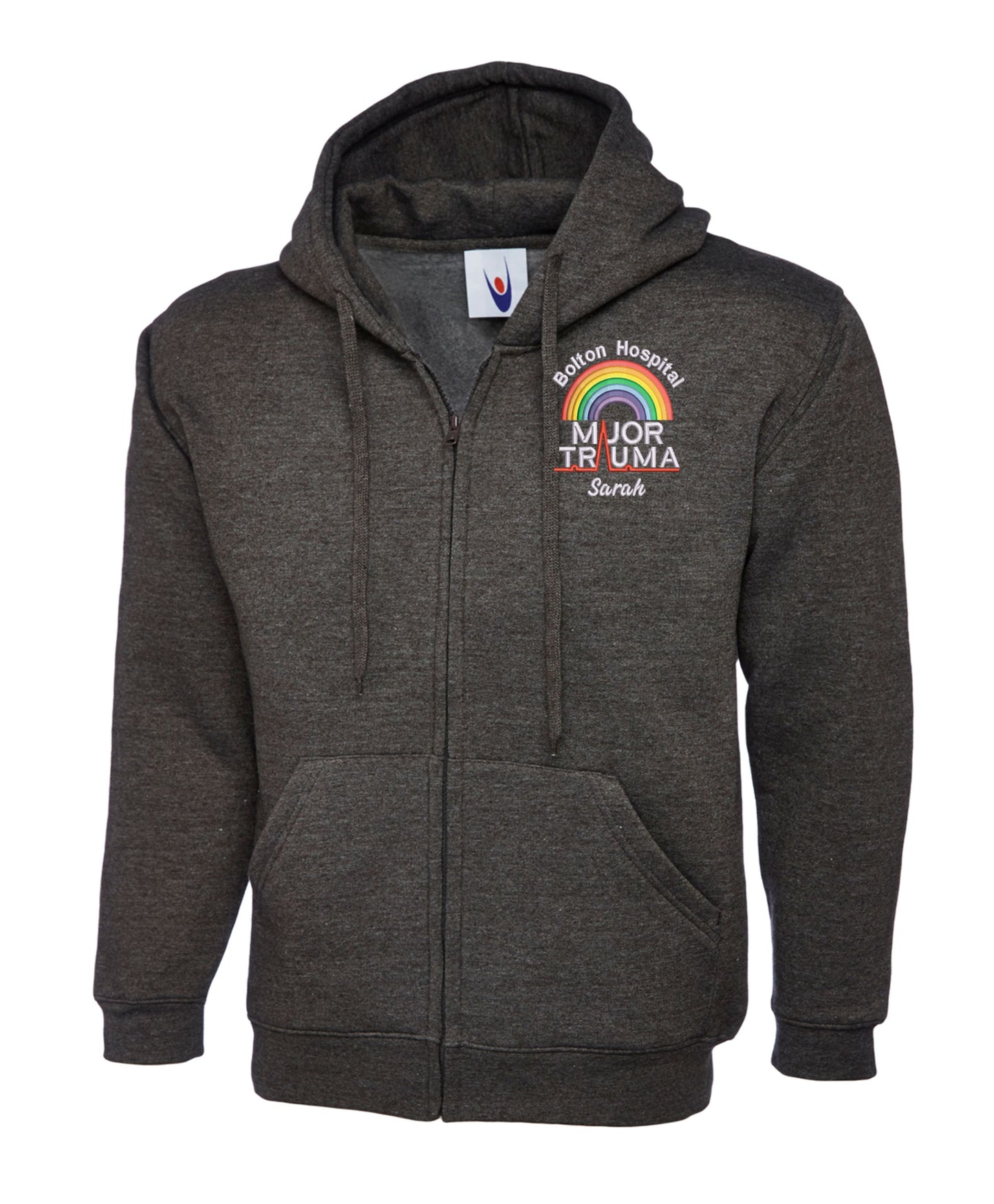 Rainbow Major Trauma Zipped Hoodie | Personalised Embroidered Hoodie UK