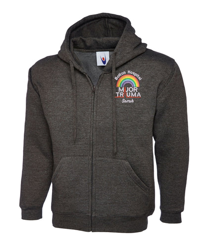 Rainbow Major Trauma Zipped Hoodie | Personalised Embroidered Hoodie UK