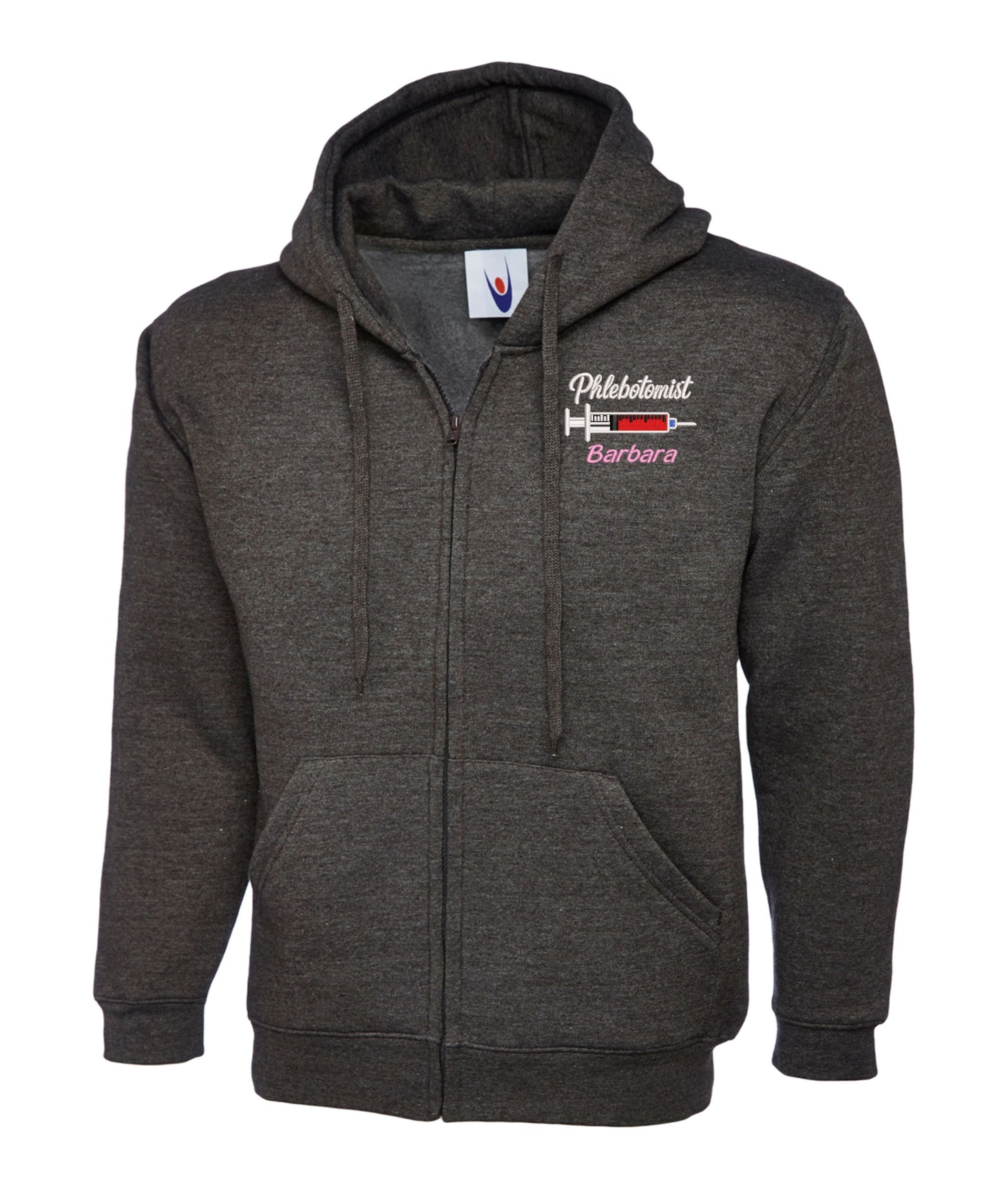 NHS Phlebotomist Zipped Hoodie | Personalised Embroidered Uniforms UK