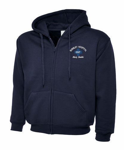 E.N.T. Department Zipped Hoodie | Personalised NHS Workwear UK