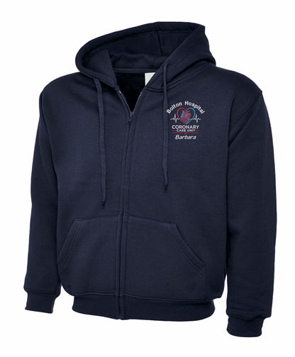 Coronary Care Unit Zipped Hoodie | Personalised Embroidered NHS Clothing UK