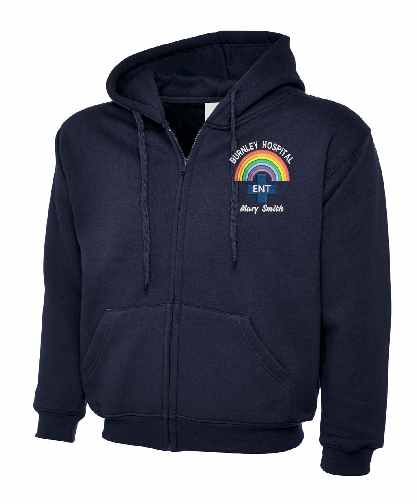 NHS Rainbow E.N.T. Zip Hoodie | Personalised Ear, Nose & Throat Uniform UK