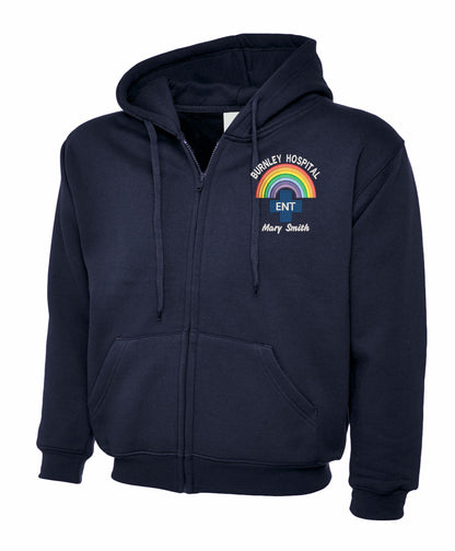 NHS Rainbow E.N.T. Zip Hoodie | Personalised Ear, Nose & Throat Uniform UK