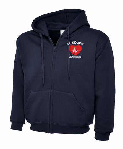 NHS Cardiology Zip Hoodie | Personalised Embroidered Cardiology Hoodie UK