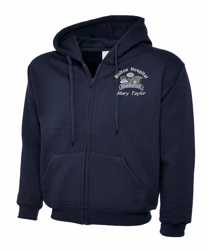 Anaesthetics Zipped Hoodie | Personalised Embroidered NHS Clothing UK