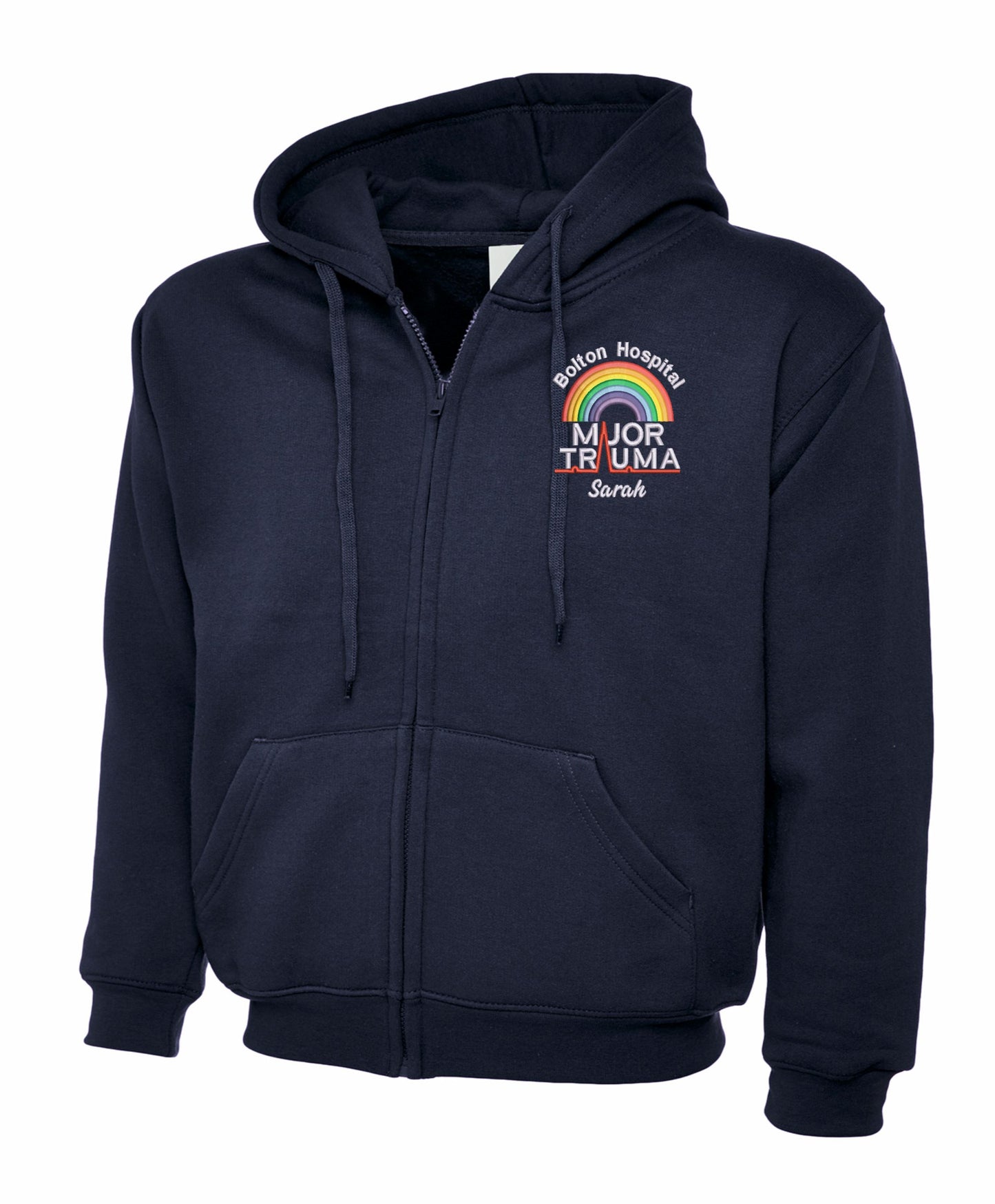 Rainbow Major Trauma Zipped Hoodie | Personalised Embroidered Hoodie UK