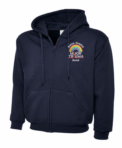 Rainbow Major Trauma Zipped Hoodie | Personalised Embroidered Hoodie UK
