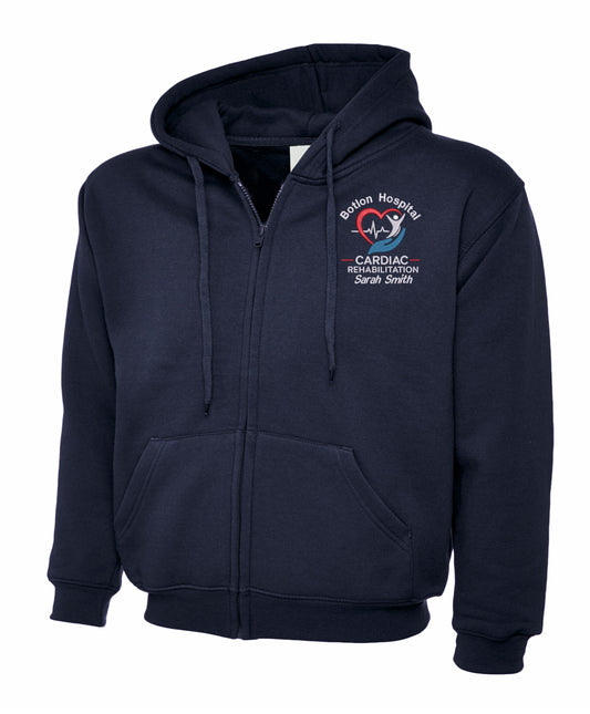 Cardiac Rehabilitation Zipped Hoodie | Personalised NHS Clothing UK