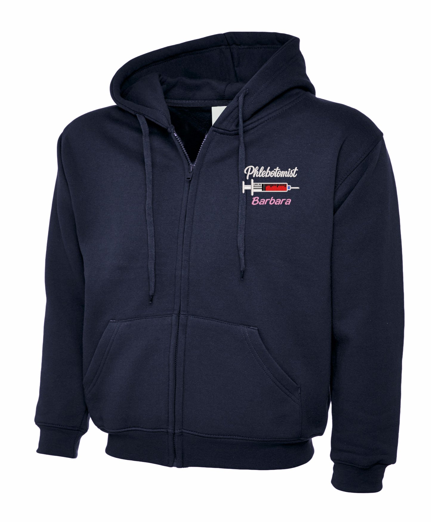 NHS Phlebotomist Zipped Hoodie | Personalised Embroidered Uniforms UK